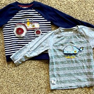 Boys Long sleeve T’s with helicopters and tractor